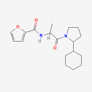 molecular formula C18H26N2O3 B7367586 N-[1-(2-cyclohexylpyrrolidin-1-yl)-1-oxopropan-2-yl]furan-2-carboxamide 