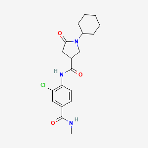 molecular formula C19H24ClN3O3 B7367661 N-[2-chloro-4-(methylcarbamoyl)phenyl]-1-cyclohexyl-5-oxopyrrolidine-3-carboxamide 