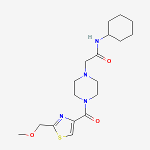 molecular formula C18H28N4O3S B7367799 N-cyclohexyl-2-[4-[2-(methoxymethyl)-1,3-thiazole-4-carbonyl]piperazin-1-yl]acetamide 