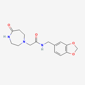 molecular formula C15H19N3O4 B7367819 N-(1,3-benzodioxol-5-ylmethyl)-2-(5-oxo-1,4-diazepan-1-yl)acetamide 