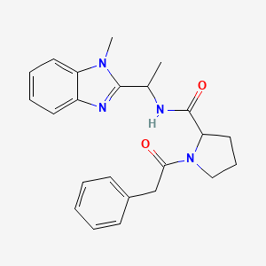 molecular formula C23H26N4O2 B7367824 N-[1-(1-methylbenzimidazol-2-yl)ethyl]-1-(2-phenylacetyl)pyrrolidine-2-carboxamide 
