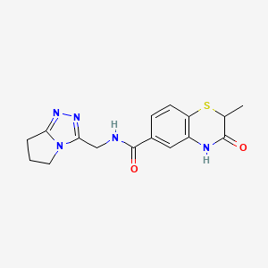 molecular formula C16H17N5O2S B7367961 N-(6,7-dihydro-5H-pyrrolo[2,1-c][1,2,4]triazol-3-ylmethyl)-2-methyl-3-oxo-4H-1,4-benzothiazine-6-carboxamide 