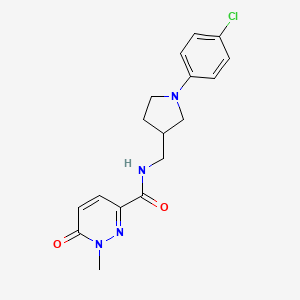 molecular formula C17H19ClN4O2 B7368073 N-[[1-(4-chlorophenyl)pyrrolidin-3-yl]methyl]-1-methyl-6-oxopyridazine-3-carboxamide 