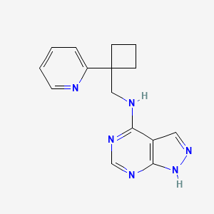 molecular formula C15H16N6 B7368231 N-[(1-pyridin-2-ylcyclobutyl)methyl]-1H-pyrazolo[3,4-d]pyrimidin-4-amine 
