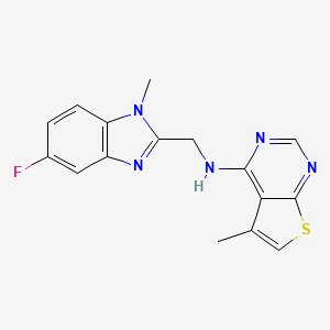 molecular formula C16H14FN5S B7368258 N-[(5-fluoro-1-methylbenzimidazol-2-yl)methyl]-5-methylthieno[2,3-d]pyrimidin-4-amine 