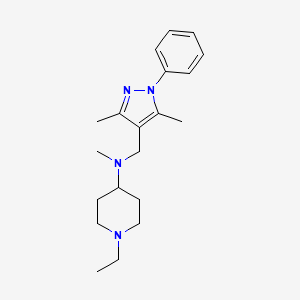molecular formula C20H30N4 B7368301 N-[(3,5-dimethyl-1-phenylpyrazol-4-yl)methyl]-1-ethyl-N-methylpiperidin-4-amine 