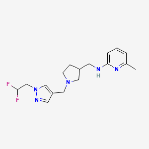 molecular formula C17H23F2N5 B7368402 N-[[1-[[1-(2,2-difluoroethyl)pyrazol-4-yl]methyl]pyrrolidin-3-yl]methyl]-6-methylpyridin-2-amine 