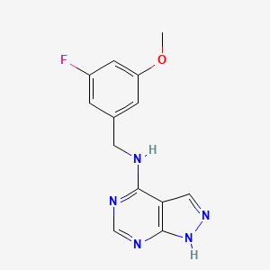 molecular formula C13H12FN5O B7368599 N-[(3-fluoro-5-methoxyphenyl)methyl]-1H-pyrazolo[3,4-d]pyrimidin-4-amine 