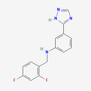 molecular formula C15H12F2N4 B7368705 N-[(2,4-difluorophenyl)methyl]-3-(1H-1,2,4-triazol-5-yl)aniline 