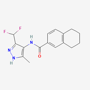 molecular formula C16H17F2N3O B7368738 N-[3-(difluoromethyl)-5-methyl-1H-pyrazol-4-yl]-5,6,7,8-tetrahydronaphthalene-2-carboxamide 