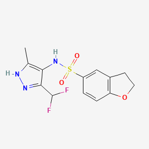 molecular formula C13H13F2N3O3S B7368755 N-[3-(difluoromethyl)-5-methyl-1H-pyrazol-4-yl]-2,3-dihydro-1-benzofuran-5-sulfonamide 