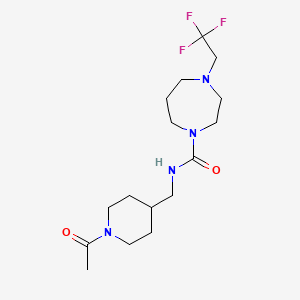 molecular formula C16H27F3N4O2 B7368833 N-[(1-acetylpiperidin-4-yl)methyl]-4-(2,2,2-trifluoroethyl)-1,4-diazepane-1-carboxamide 