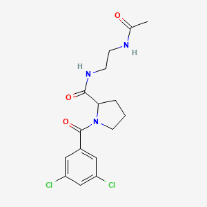 molecular formula C16H19Cl2N3O3 B7368948 N-(2-acetamidoethyl)-1-(3,5-dichlorobenzoyl)pyrrolidine-2-carboxamide 