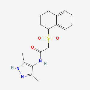 molecular formula C17H21N3O3S B7369014 N-(3,5-dimethyl-1H-pyrazol-4-yl)-2-(1,2,3,4-tetrahydronaphthalen-1-ylsulfonyl)acetamide 