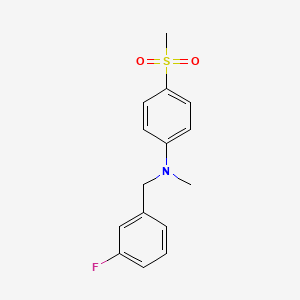 molecular formula C15H16FNO2S B7369046 N-[(3-fluorophenyl)methyl]-N-methyl-4-methylsulfonylaniline 