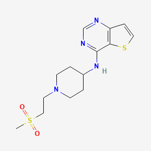molecular formula C14H20N4O2S2 B7369346 N-[1-(2-methylsulfonylethyl)piperidin-4-yl]thieno[3,2-d]pyrimidin-4-amine 