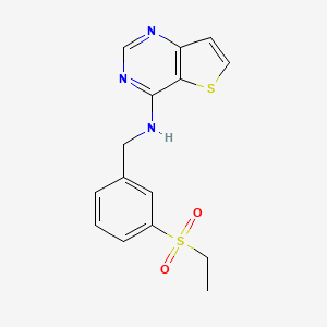 molecular formula C15H15N3O2S2 B7369424 N-[(3-ethylsulfonylphenyl)methyl]thieno[3,2-d]pyrimidin-4-amine 