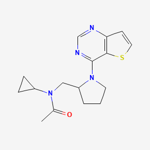 molecular formula C16H20N4OS B7369439 N-cyclopropyl-N-[(1-thieno[3,2-d]pyrimidin-4-ylpyrrolidin-2-yl)methyl]acetamide 