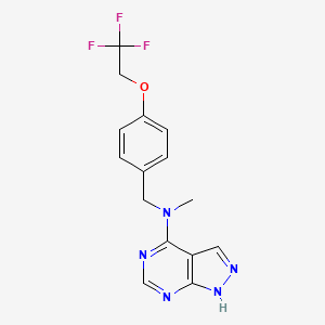molecular formula C15H14F3N5O B7369441 N-methyl-N-[[4-(2,2,2-trifluoroethoxy)phenyl]methyl]-1H-pyrazolo[3,4-d]pyrimidin-4-amine 