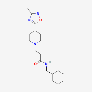 molecular formula C18H30N4O2 B7369457 N-(cyclohexylmethyl)-3-[4-(3-methyl-1,2,4-oxadiazol-5-yl)piperidin-1-yl]propanamide 