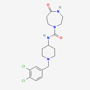 molecular formula C18H24Cl2N4O2 B7369483 N-[1-[(3,4-dichlorophenyl)methyl]piperidin-4-yl]-5-oxo-1,4-diazepane-1-carboxamide 