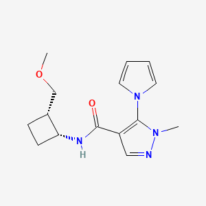 molecular formula C15H20N4O2 B7369536 N-[(1R,2S)-2-(methoxymethyl)cyclobutyl]-1-methyl-5-pyrrol-1-ylpyrazole-4-carboxamide 