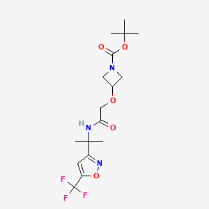 molecular formula C17H24F3N3O5 B7369876 Tert-butyl 3-[2-oxo-2-[2-[5-(trifluoromethyl)-1,2-oxazol-3-yl]propan-2-ylamino]ethoxy]azetidine-1-carboxylate 