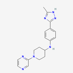 molecular formula C18H21N7 B7370181 N-[4-(5-methyl-1H-1,2,4-triazol-3-yl)phenyl]-1-pyrazin-2-ylpiperidin-4-amine 