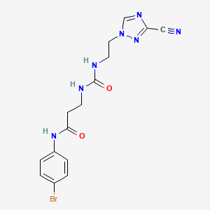 molecular formula C15H16BrN7O2 B7370297 N-(4-bromophenyl)-3-[2-(3-cyano-1,2,4-triazol-1-yl)ethylcarbamoylamino]propanamide 