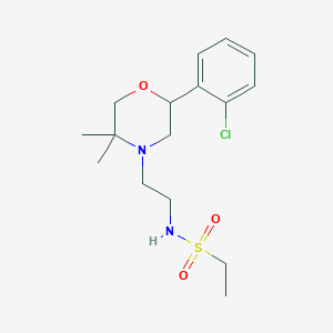 molecular formula C16H25ClN2O3S B7370386 N-[2-[2-(2-chlorophenyl)-5,5-dimethylmorpholin-4-yl]ethyl]ethanesulfonamide 