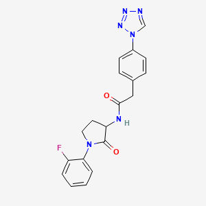 molecular formula C19H17FN6O2 B7370626 N-[1-(2-fluorophenyl)-2-oxopyrrolidin-3-yl]-2-[4-(tetrazol-1-yl)phenyl]acetamide 