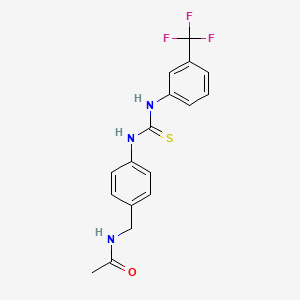 molecular formula C17H16F3N3OS B7370752 N-[[4-[[3-(trifluoromethyl)phenyl]carbamothioylamino]phenyl]methyl]acetamide 