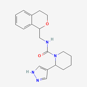 molecular formula C19H24N4O2 B7370758 N-(3,4-dihydro-1H-isochromen-1-ylmethyl)-2-(1H-pyrazol-4-yl)piperidine-1-carboxamide 