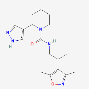 molecular formula C17H25N5O2 B7370781 N-[2-(3,5-dimethyl-1,2-oxazol-4-yl)propyl]-2-(1H-pyrazol-4-yl)piperidine-1-carboxamide 