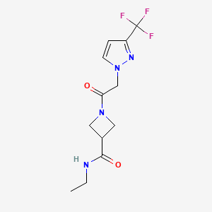 molecular formula C12H15F3N4O2 B7370823 N-ethyl-1-[2-[3-(trifluoromethyl)pyrazol-1-yl]acetyl]azetidine-3-carboxamide 
