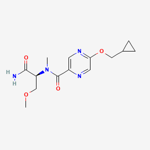 molecular formula C14H20N4O4 B7370853 N-[(2S)-1-amino-3-methoxy-1-oxopropan-2-yl]-5-(cyclopropylmethoxy)-N-methylpyrazine-2-carboxamide 