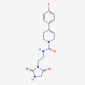 molecular formula C17H19FN4O3 B7370861 N-[2-(2,5-dioxoimidazolidin-1-yl)ethyl]-4-(4-fluorophenyl)-3,6-dihydro-2H-pyridine-1-carboxamide 