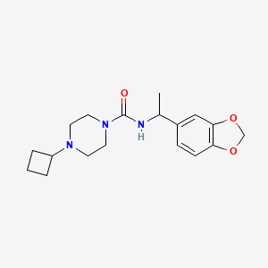 molecular formula C18H25N3O3 B7370924 N-[1-(1,3-benzodioxol-5-yl)ethyl]-4-cyclobutylpiperazine-1-carboxamide 