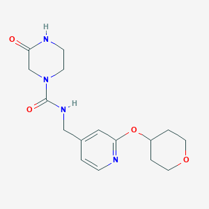 molecular formula C16H22N4O4 B7370931 N-[[2-(oxan-4-yloxy)pyridin-4-yl]methyl]-3-oxopiperazine-1-carboxamide 