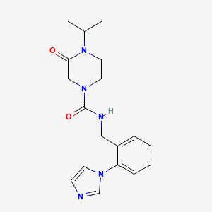 molecular formula C18H23N5O2 B7370943 N-[(2-imidazol-1-ylphenyl)methyl]-3-oxo-4-propan-2-ylpiperazine-1-carboxamide 