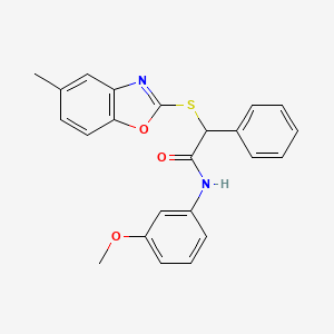 molecular formula C23H20N2O3S B7370978 N-(3-methoxyphenyl)-2-[(5-methyl-1,3-benzoxazol-2-yl)sulfanyl]-2-phenylacetamide 