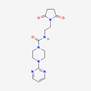 molecular formula C15H20N6O3 B7371015 N-[2-(2,5-dioxopyrrolidin-1-yl)ethyl]-4-pyrimidin-2-ylpiperazine-1-carboxamide 