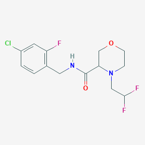 molecular formula C14H16ClF3N2O2 B7371020 N-[(4-chloro-2-fluorophenyl)methyl]-4-(2,2-difluoroethyl)morpholine-3-carboxamide 
