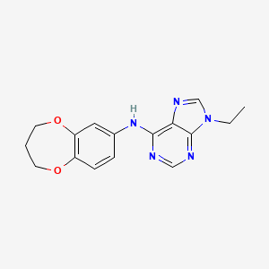molecular formula C16H17N5O2 B7371047 N-(3,4-dihydro-2H-1,5-benzodioxepin-7-yl)-9-ethylpurin-6-amine 