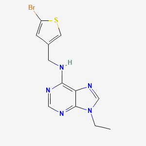 molecular formula C12H12BrN5S B7371061 N-[(5-bromothiophen-3-yl)methyl]-9-ethylpurin-6-amine 