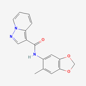 molecular formula C16H13N3O3 B7371132 N-(6-methyl-1,3-benzodioxol-5-yl)pyrazolo[1,5-a]pyridine-3-carboxamide 