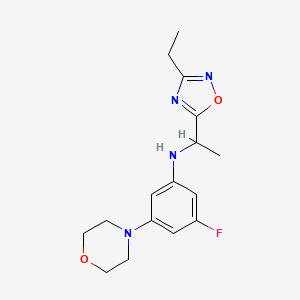 molecular formula C16H21FN4O2 B7371232 N-[1-(3-ethyl-1,2,4-oxadiazol-5-yl)ethyl]-3-fluoro-5-morpholin-4-ylaniline 