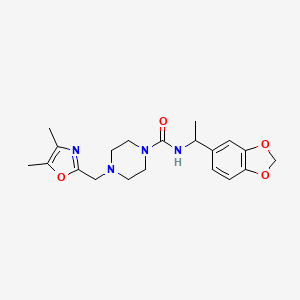 molecular formula C20H26N4O4 B7371243 N-[1-(1,3-benzodioxol-5-yl)ethyl]-4-[(4,5-dimethyl-1,3-oxazol-2-yl)methyl]piperazine-1-carboxamide 