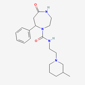 molecular formula C20H30N4O2 B7371249 N-[2-(3-methylpiperidin-1-yl)ethyl]-5-oxo-7-phenyl-1,4-diazepane-1-carboxamide 