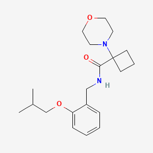 molecular formula C20H30N2O3 B7371335 N-[[2-(2-methylpropoxy)phenyl]methyl]-1-morpholin-4-ylcyclobutane-1-carboxamide 